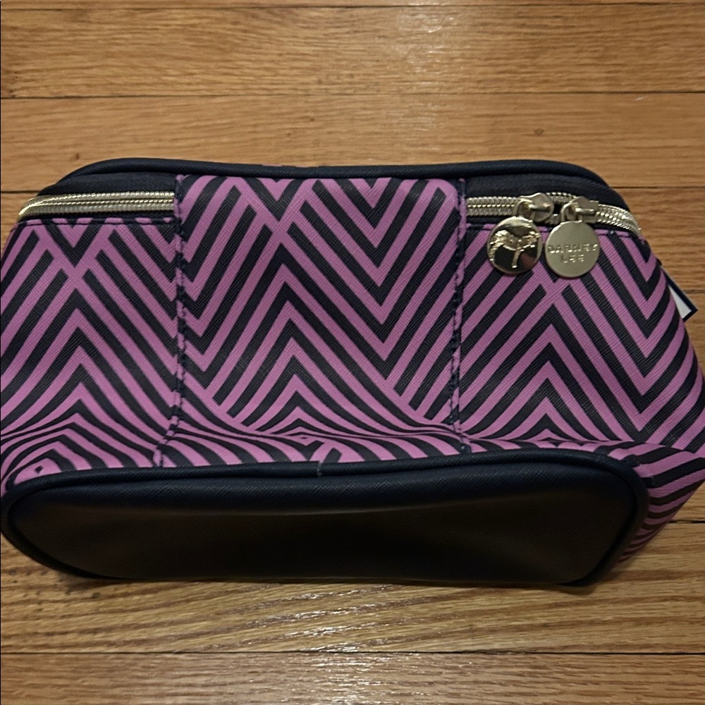 Dabney Lee Pink and Black Chevron Cosmetic Bag